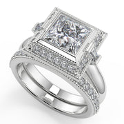 Maleah Halo Bezel Set Princess Cut Diamond Engagement Ring - Nivetta
